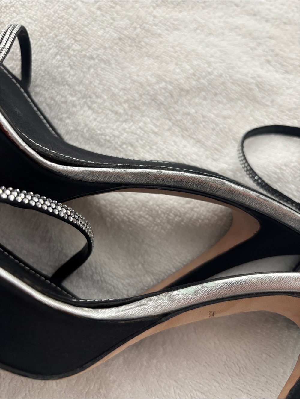 Rene Caovilla Satin Rhinestone Strappy Heels - Picture 13 of 17